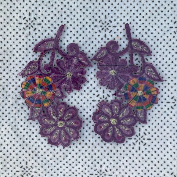 Embroidery Patches Iron On Purple Embroidery Applique Patches Set of 2 - Picture 6 of 6